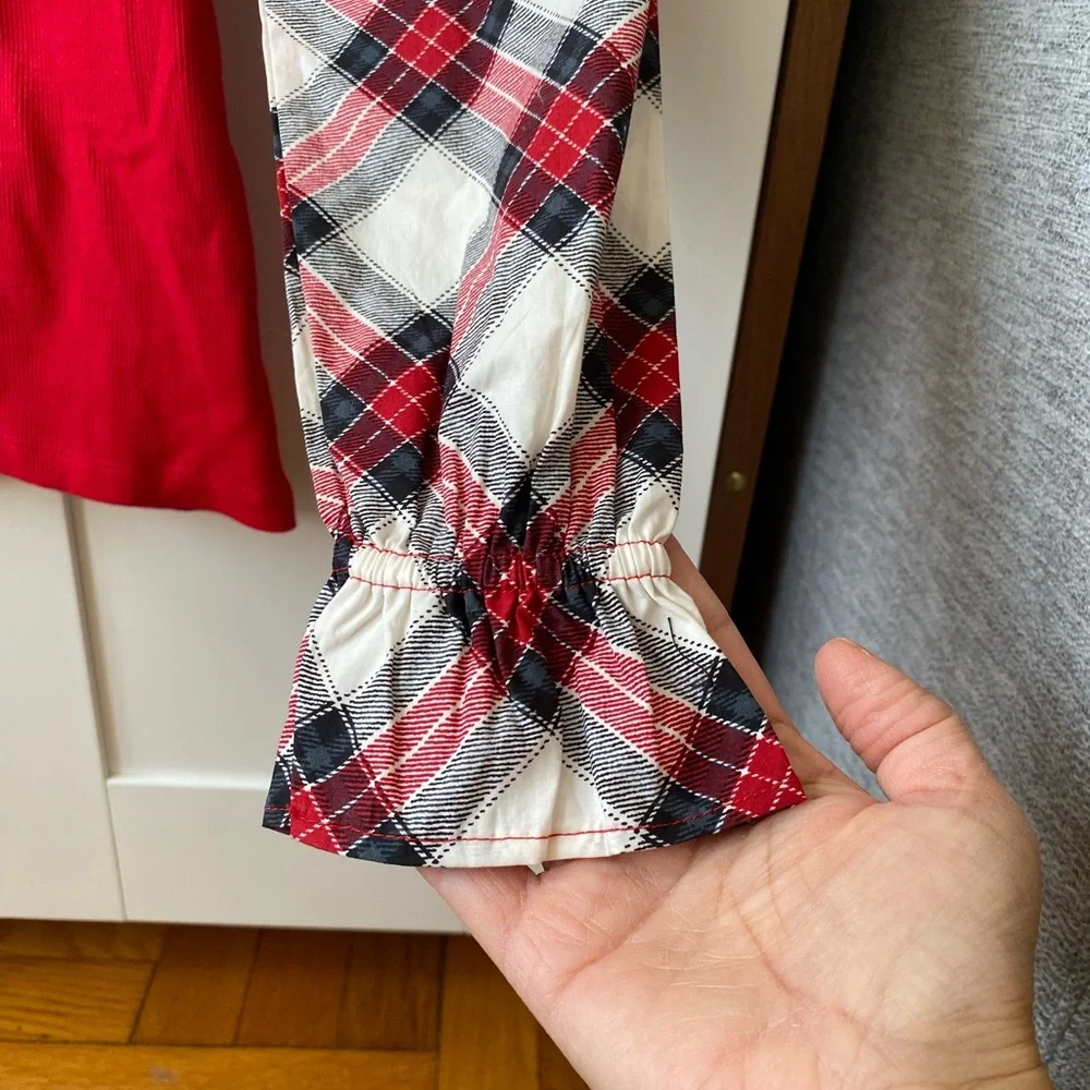 LOFT - NWT Plaid Henley Mixed Media Top - XS - Picture 5 of 9